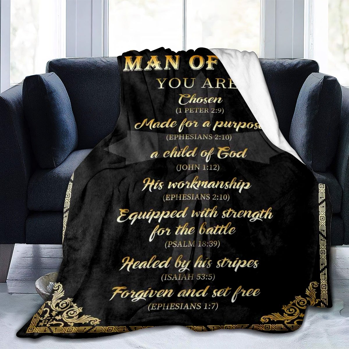 Men's Christian Blanket, Faith Gift for the Man of God