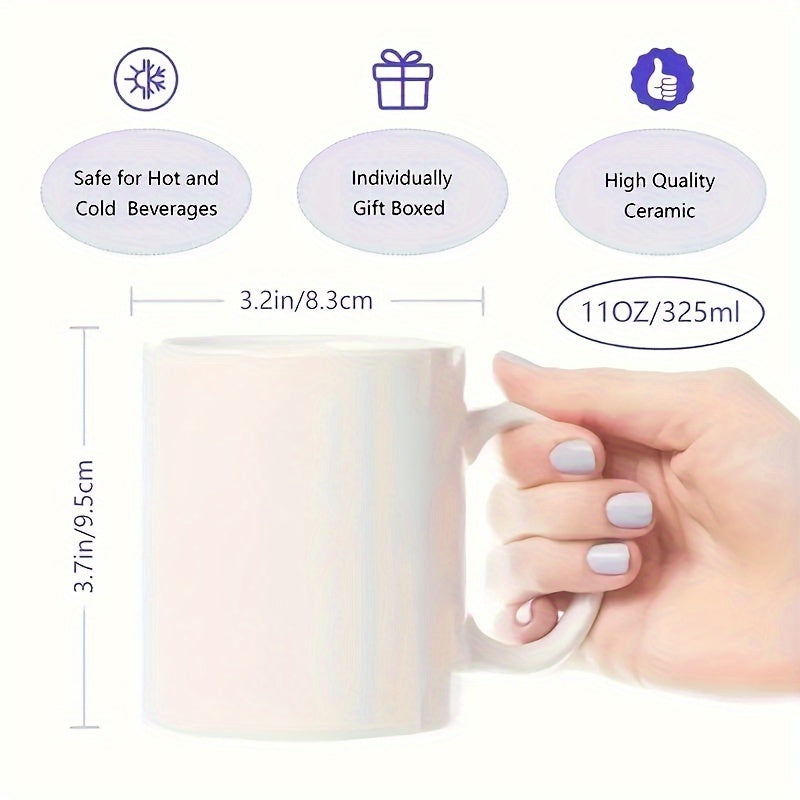 1 White 11 Oz Mug, Coffee/Tea Cup, Reusable, Multi-purpose
