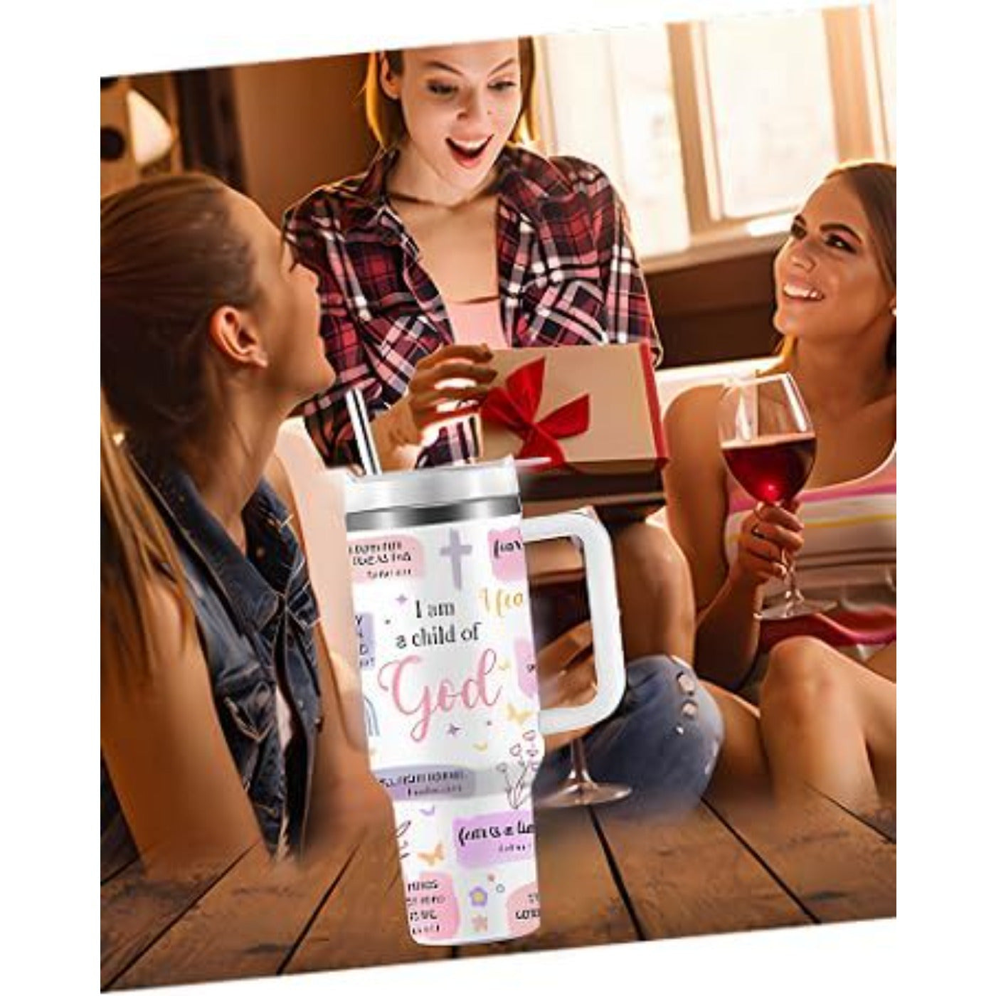 40 Oz Tumbler With Handle, With Inspirational Scriptures to Inspire Your Faith