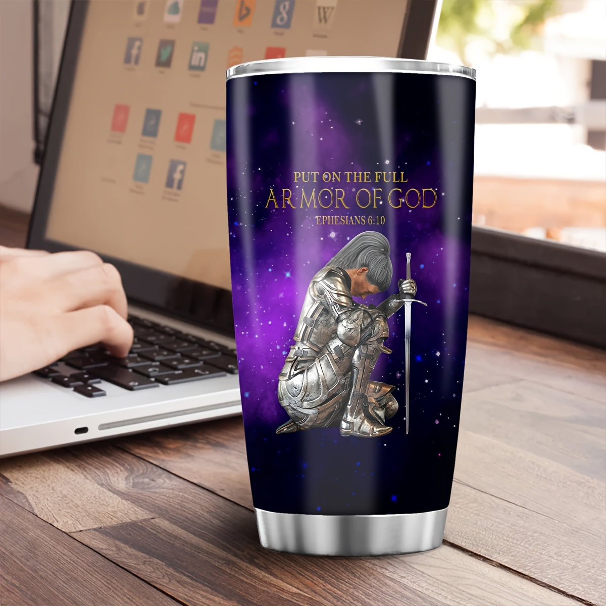 20oz Stainless Steel Tumbler - Woman Warrior of God Design