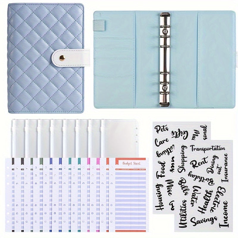 Bolony A6 Diamond-shaped Lattice Macarons Budget Binder For Cash Stuffing With Envelopes P Purple Blue Yellow Black White For Selection Monthly Saving Challenge Kit Budgeting Planner