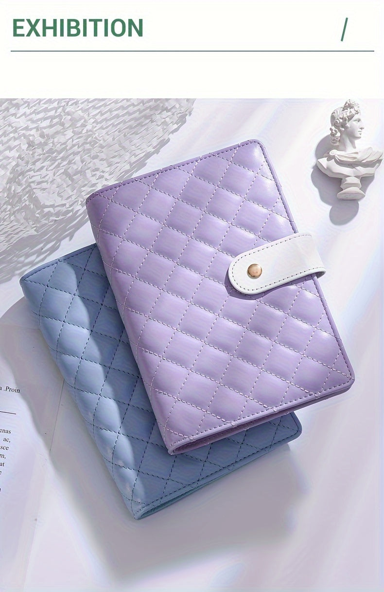 Bolony A6 Diamond-shaped Lattice Macarons Budget Binder For Cash Stuffing With Envelopes P Purple Blue Yellow Black White For Selection Monthly Saving Challenge Kit Budgeting Planner
