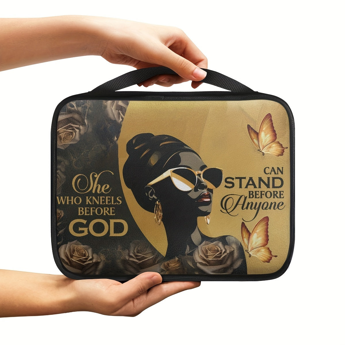 1 piece Inspirational Bible Cover with Handles, Zippered Bible Carrying Case