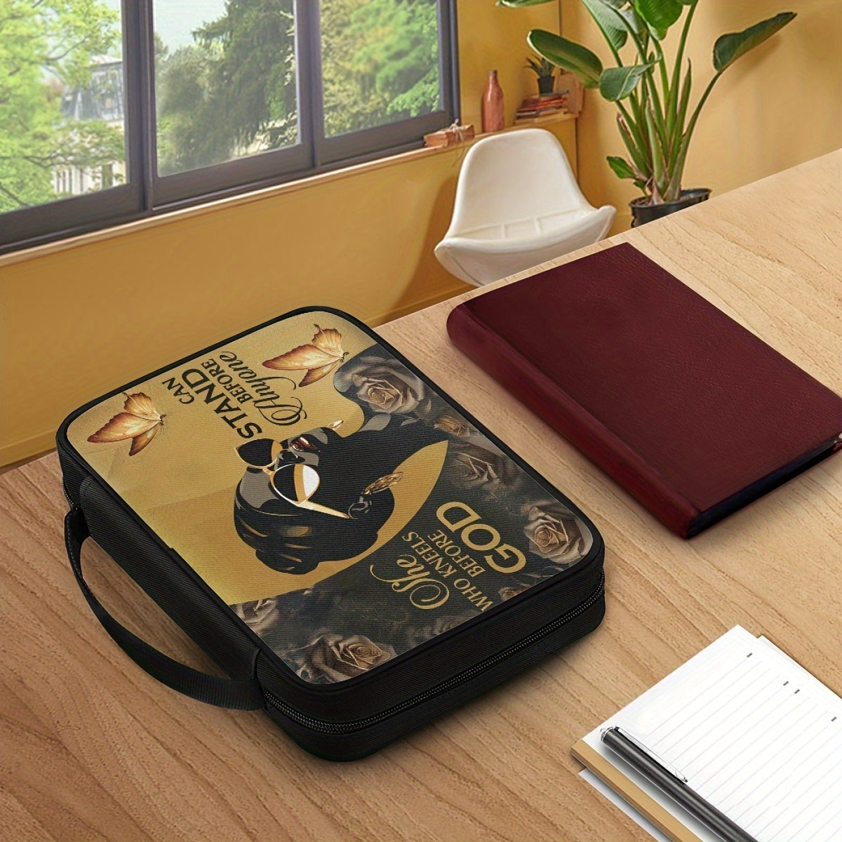 1 piece Inspirational Bible Cover with Handles, Zippered Bible Carrying Case