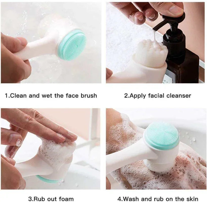 3D Double Silicone Manual Facial Cleansing Brush