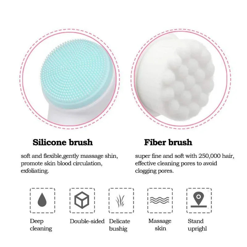 3D Double Silicone Manual Facial Cleansing Brush