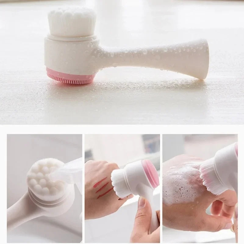 3D Double Silicone Manual Facial Cleansing Brush