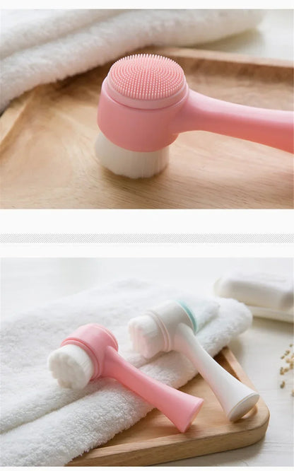 3D Double Silicone Manual Facial Cleansing Brush