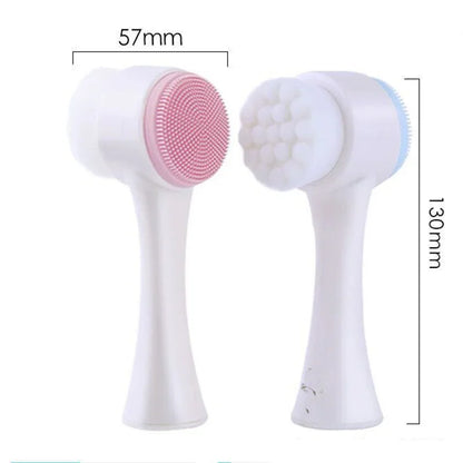 3D Double Silicone Manual Facial Cleansing Brush