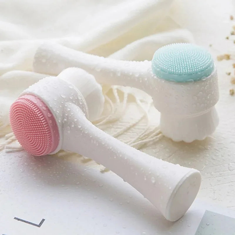 3D Double Silicone Manual Facial Cleansing Brush