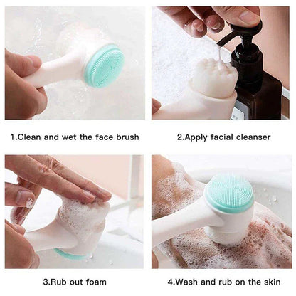 3D Double Silicone Manual Facial Cleansing Brush